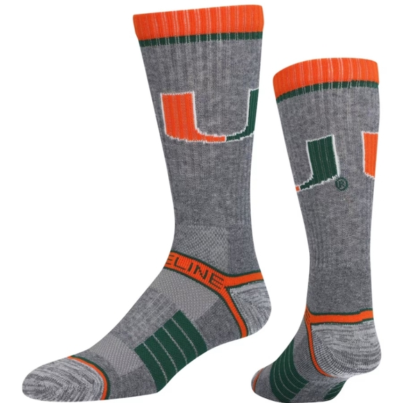 NWT Men's Miami Hurricanes Strideline Crew Socks - Picture 1 of 4